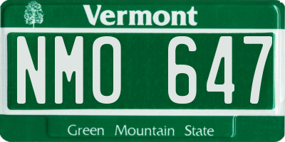 VT license plate NMO647
