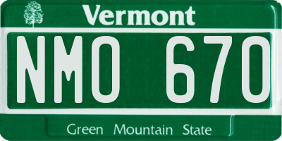 VT license plate NMO670