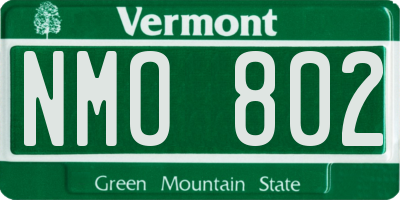 VT license plate NMO802