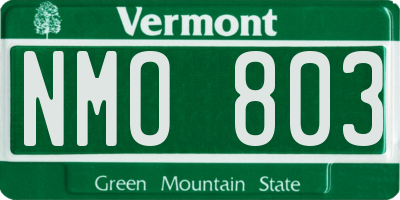 VT license plate NMO803