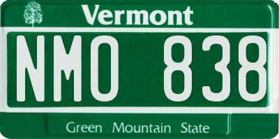 VT license plate NMO838