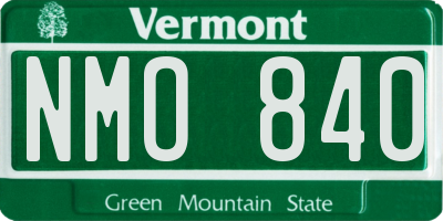 VT license plate NMO840
