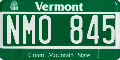 VT license plate NMO845