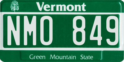 VT license plate NMO849