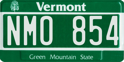 VT license plate NMO854