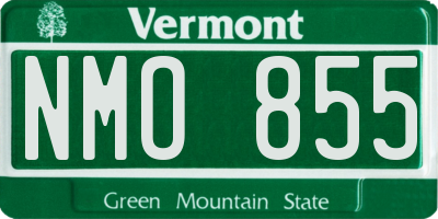 VT license plate NMO855