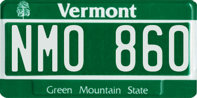VT license plate NMO860