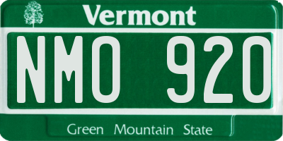 VT license plate NMO920
