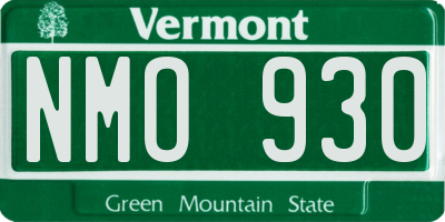 VT license plate NMO930