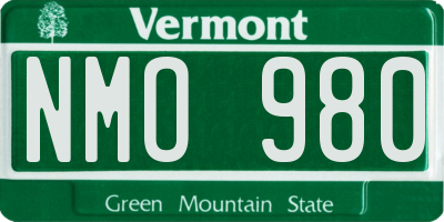 VT license plate NMO980