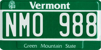 VT license plate NMO988