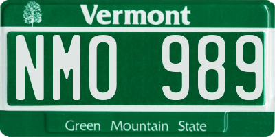 VT license plate NMO989