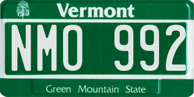 VT license plate NMO992
