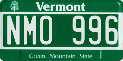 VT license plate NMO996