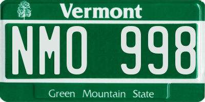 VT license plate NMO998