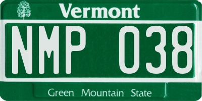 VT license plate NMP038