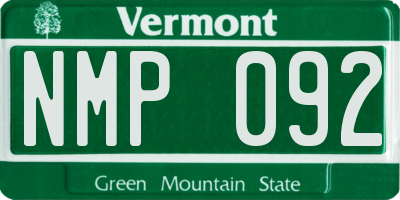 VT license plate NMP092