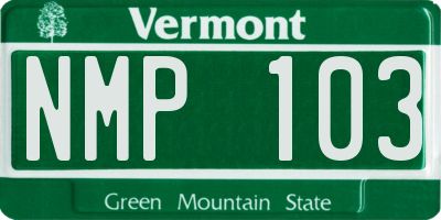 VT license plate NMP103