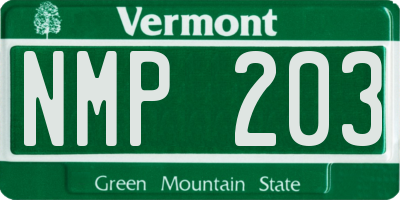 VT license plate NMP203