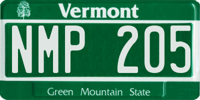 VT license plate NMP205