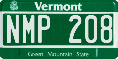 VT license plate NMP208
