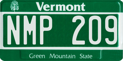 VT license plate NMP209