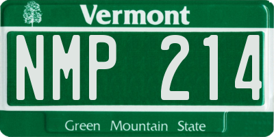 VT license plate NMP214