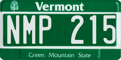 VT license plate NMP215