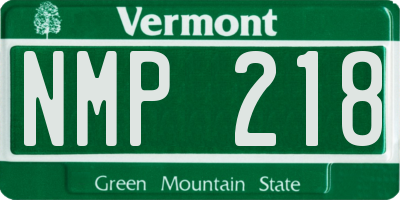 VT license plate NMP218