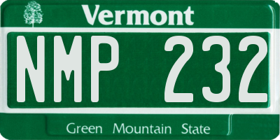 VT license plate NMP232