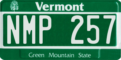 VT license plate NMP257