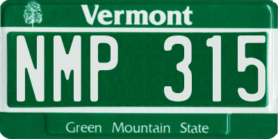VT license plate NMP315