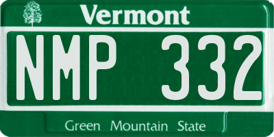 VT license plate NMP332