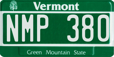 VT license plate NMP380