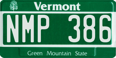 VT license plate NMP386