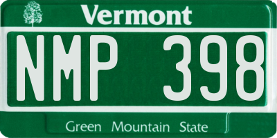 VT license plate NMP398