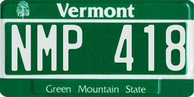 VT license plate NMP418