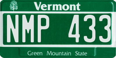 VT license plate NMP433