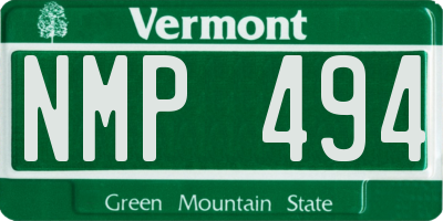 VT license plate NMP494
