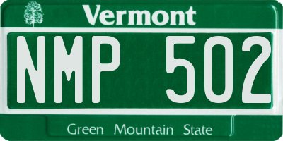 VT license plate NMP502