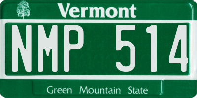 VT license plate NMP514