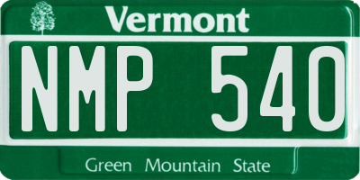 VT license plate NMP540