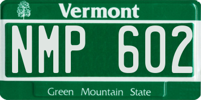 VT license plate NMP602