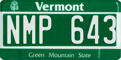 VT license plate NMP643