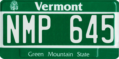 VT license plate NMP645
