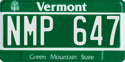 VT license plate NMP647