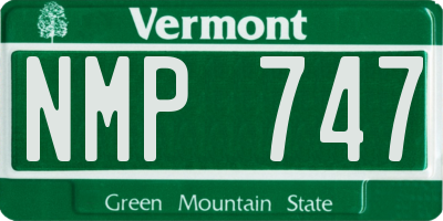 VT license plate NMP747