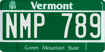 VT license plate NMP789