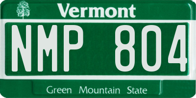 VT license plate NMP804