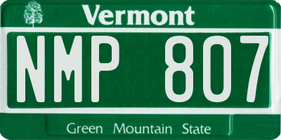 VT license plate NMP807